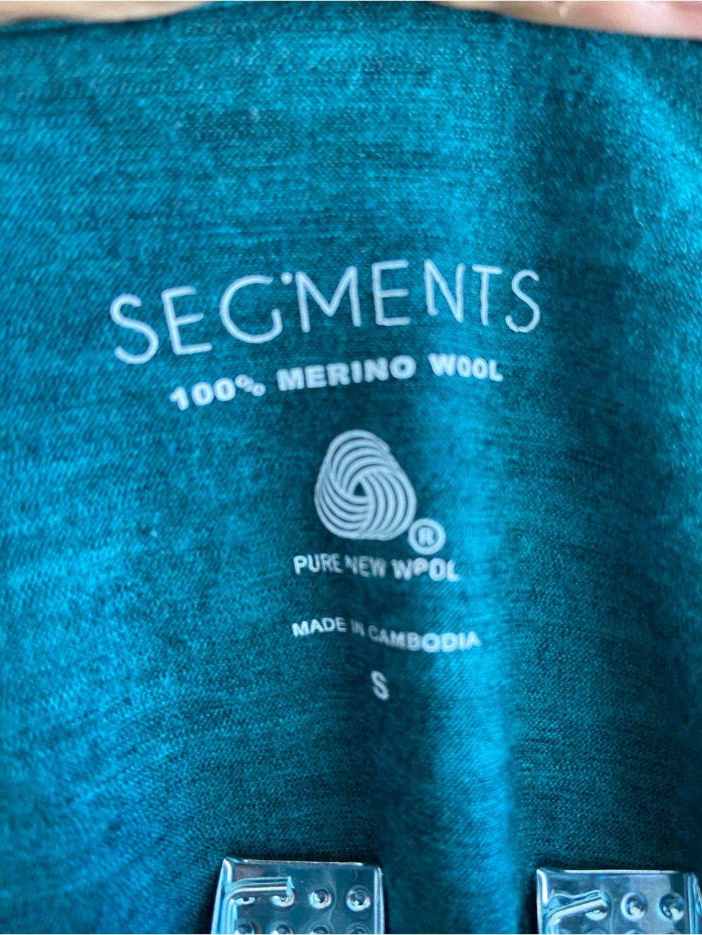Segments 100% merino wool long sleeve top women’s small teal blue base layer - Picture 3 of 5